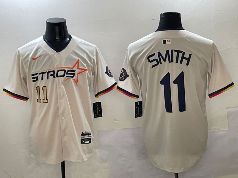 Men Houston Astros #11 Smith Cream three generations Joint Name Nike 2025 MLB Jersey style 3